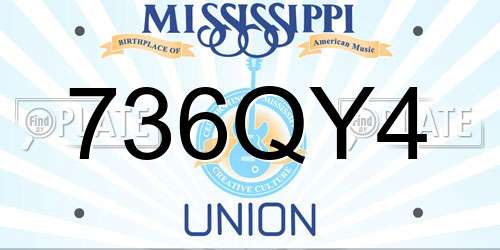 736QY4 Mississippi License Plate