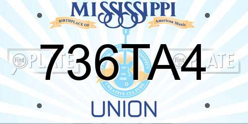 736TA4 Mississippi License Plate