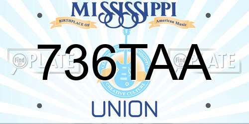 736TAA Mississippi License Plate