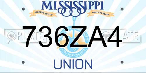 736ZA4 Mississippi License Plate