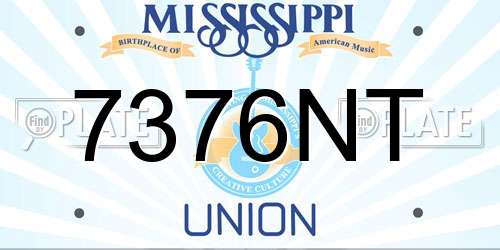 7376NT Mississippi License Plate