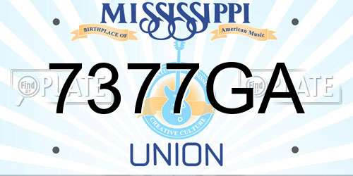 7377GA Mississippi License Plate