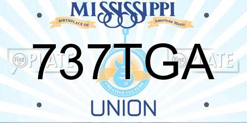 737TGA Mississippi License Plate