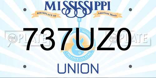 737UZ0 Mississippi License Plate