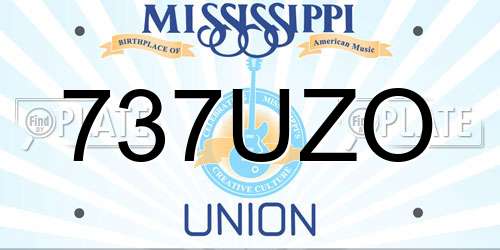 737UZO Mississippi License Plate