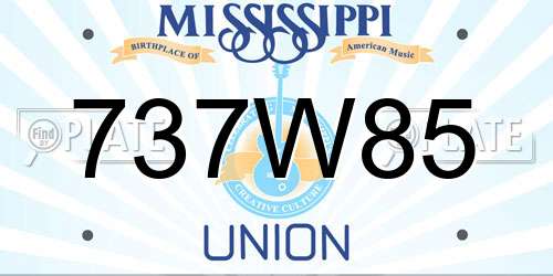 737W85 Mississippi License Plate