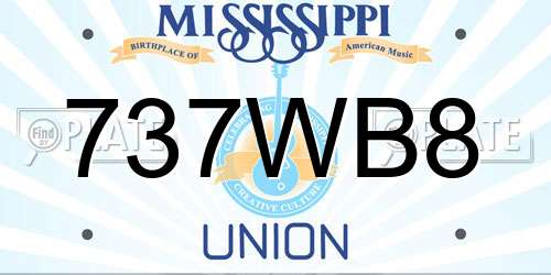 737WB8 Mississippi License Plate
