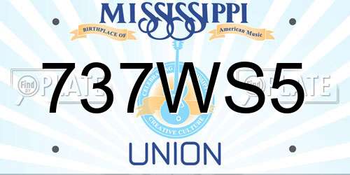 737WS5 Mississippi License Plate