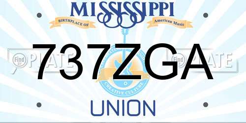 737ZGA Mississippi License Plate