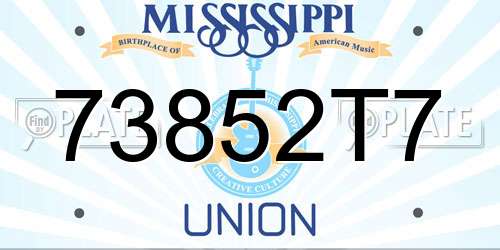 73852T7 Mississippi License Plate