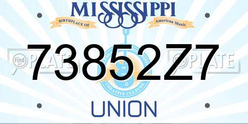 73852Z7 Mississippi License Plate