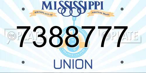 7388777 Mississippi License Plate