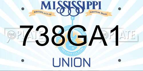 738GA1 Mississippi License Plate