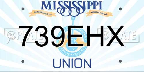 739EHX Mississippi License Plate