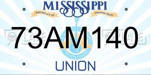 73AM140 Mississippi License Plate