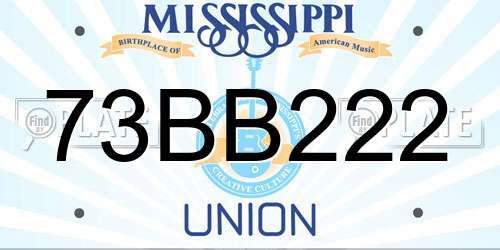 73BB222 Mississippi License Plate