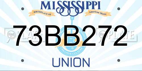 73BB272 Mississippi License Plate