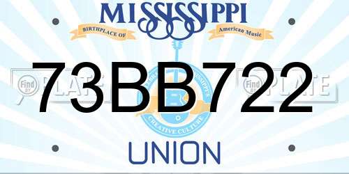 73BB722 Mississippi License Plate