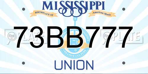 73BB777 Mississippi License Plate