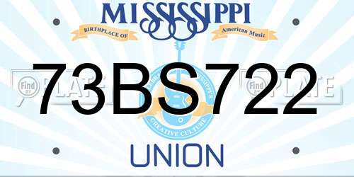 73BS722 Mississippi License Plate