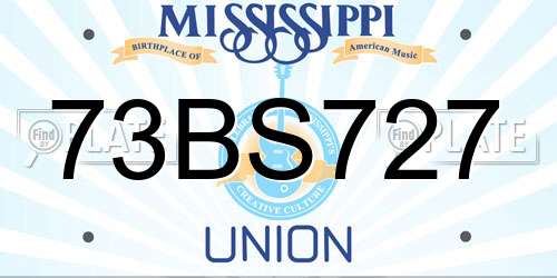 73BS727 Mississippi License Plate