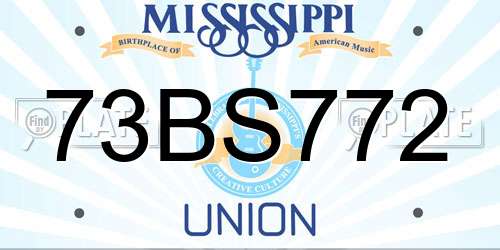 73BS772 Mississippi License Plate