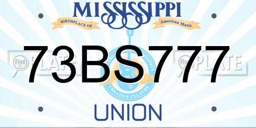 73BS777 Mississippi License Plate