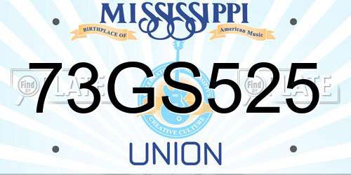 73GS525 Mississippi License Plate