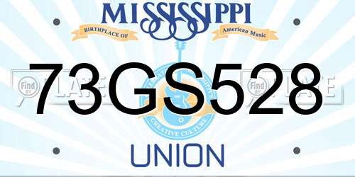 73GS528 Mississippi License Plate