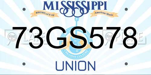 73GS578 Mississippi License Plate