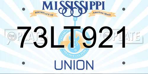 73LT921 Mississippi License Plate
