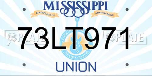 73LT971 Mississippi License Plate