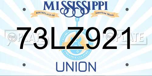 73LZ921 Mississippi License Plate