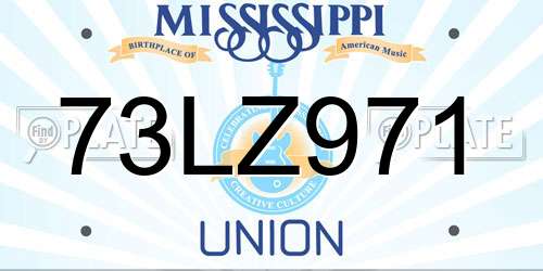 73LZ971 Mississippi License Plate
