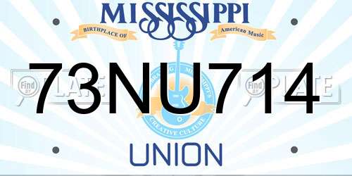 73NU714 Mississippi License Plate