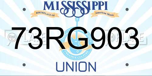 73RG903 Mississippi License Plate