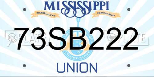 73SB222 Mississippi License Plate