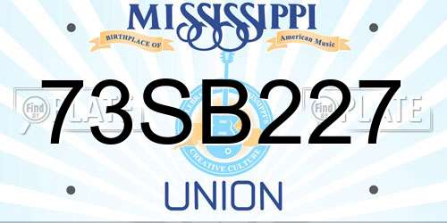 73SB227 Mississippi License Plate