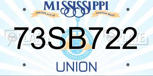 73SB722 Mississippi License Plate