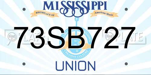 73SB727 Mississippi License Plate