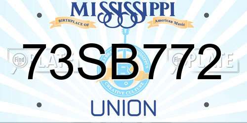 73SB772 Mississippi License Plate