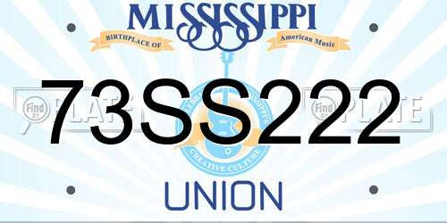 73SS222 Mississippi License Plate