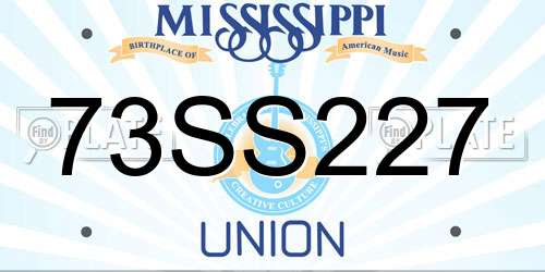 73SS227 Mississippi License Plate