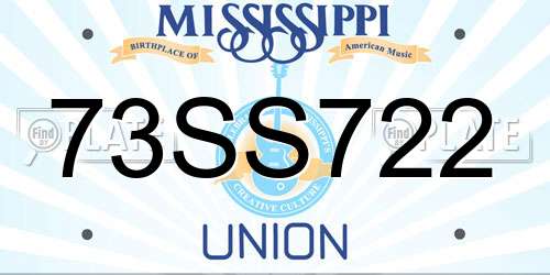 73SS722 Mississippi License Plate