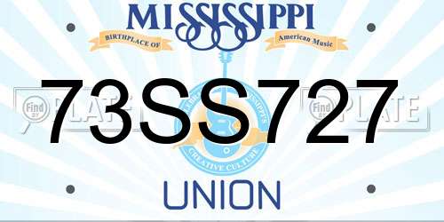 73SS727 Mississippi License Plate