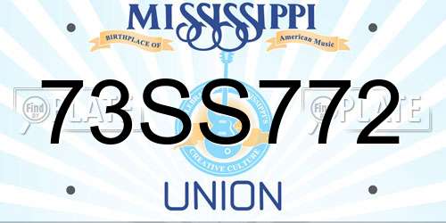 73SS772 Mississippi License Plate