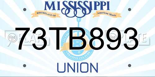 73TB893 Mississippi License Plate