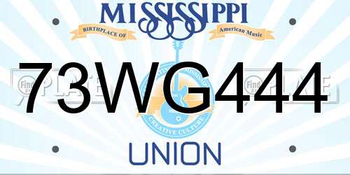 73WG444 Mississippi License Plate