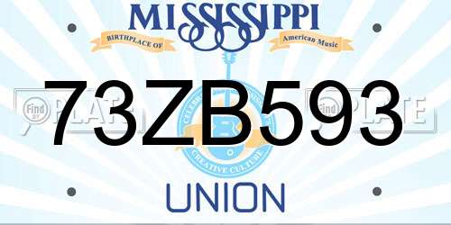 73ZB593 Mississippi License Plate