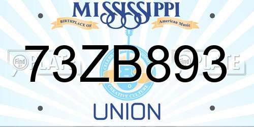 73ZB893 Mississippi License Plate